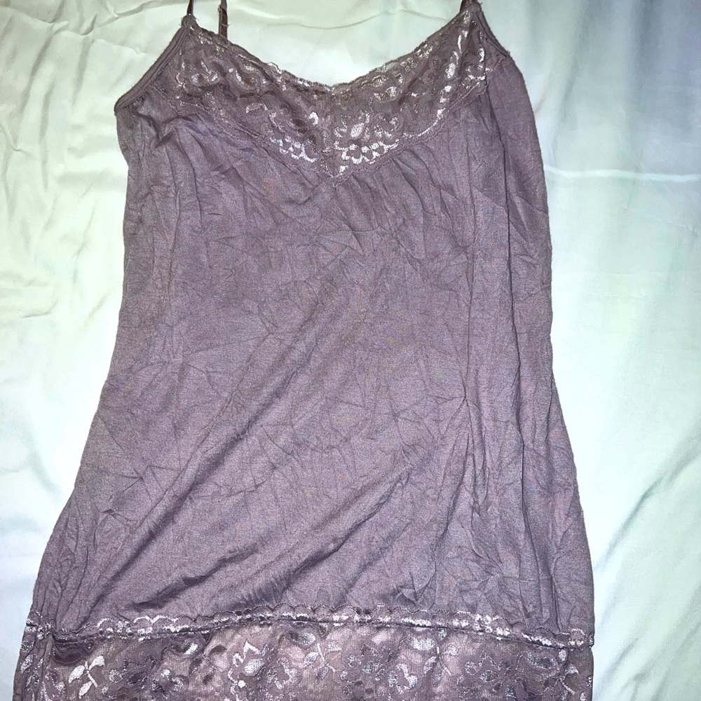 Lavender lace crinkled cami with adjustable straps